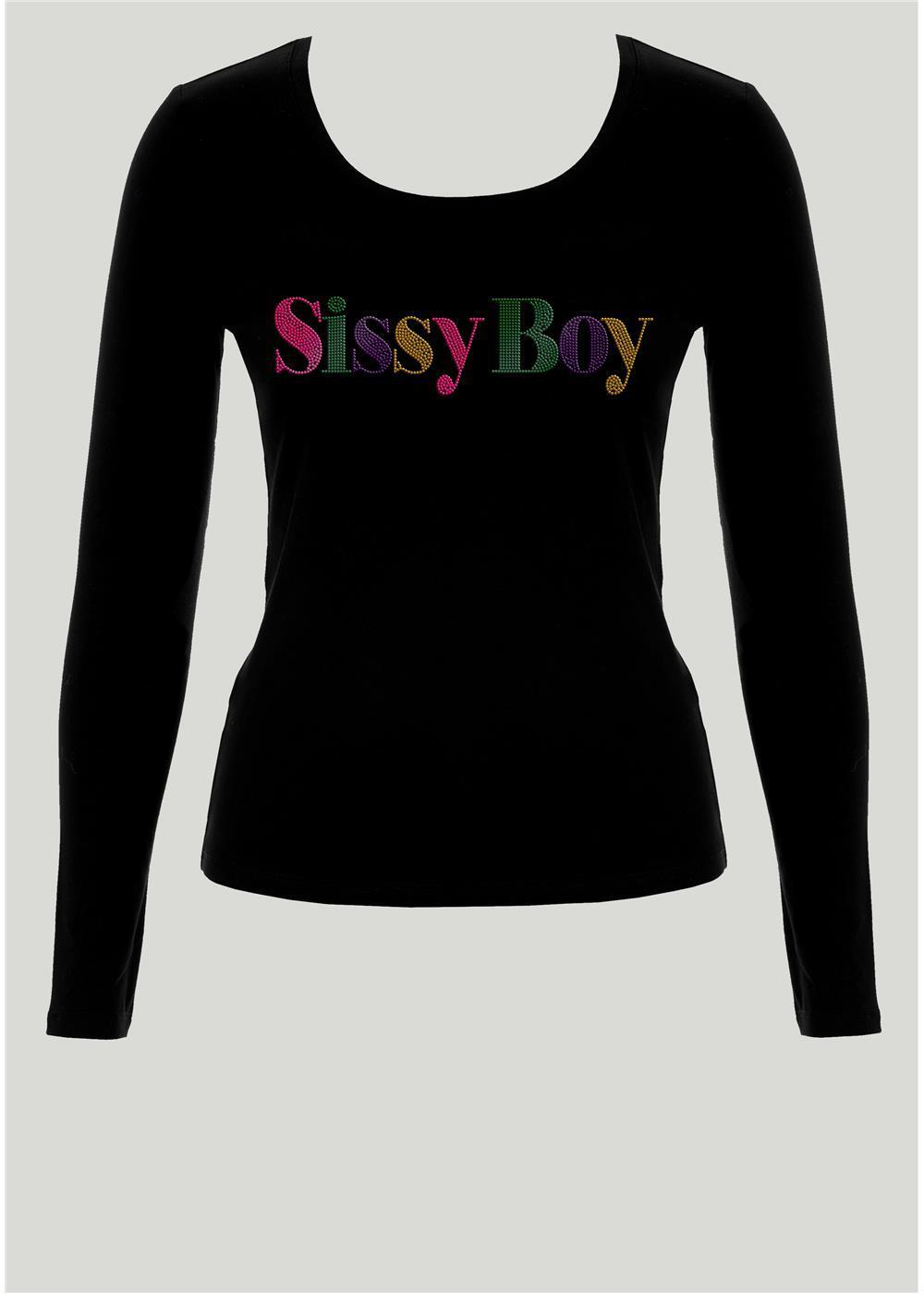 Sissyboy T30594 Fitted Colourful Bling Long Top  Black