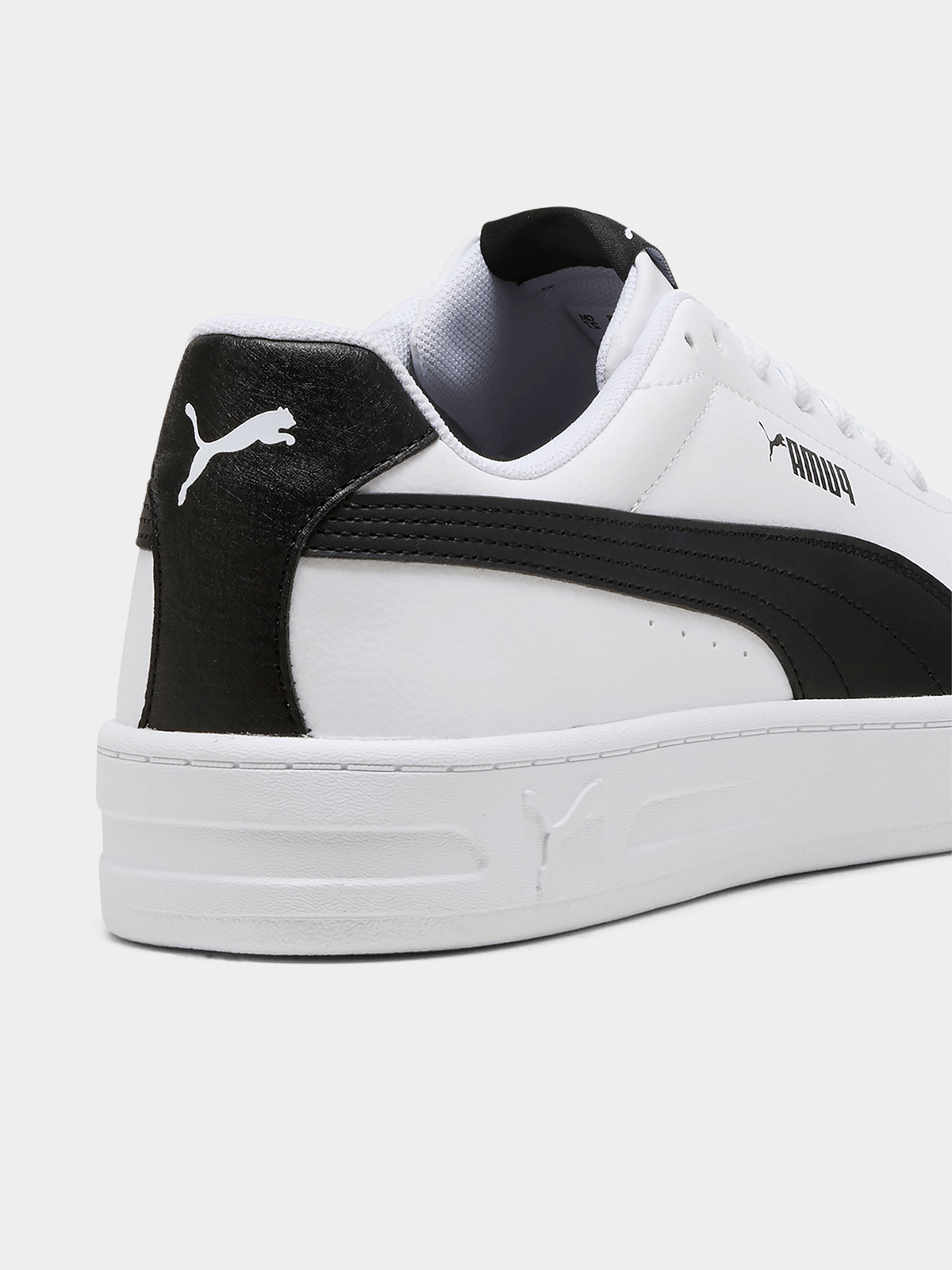 Puma Mens Court Classic Clean Shoes In White/Black