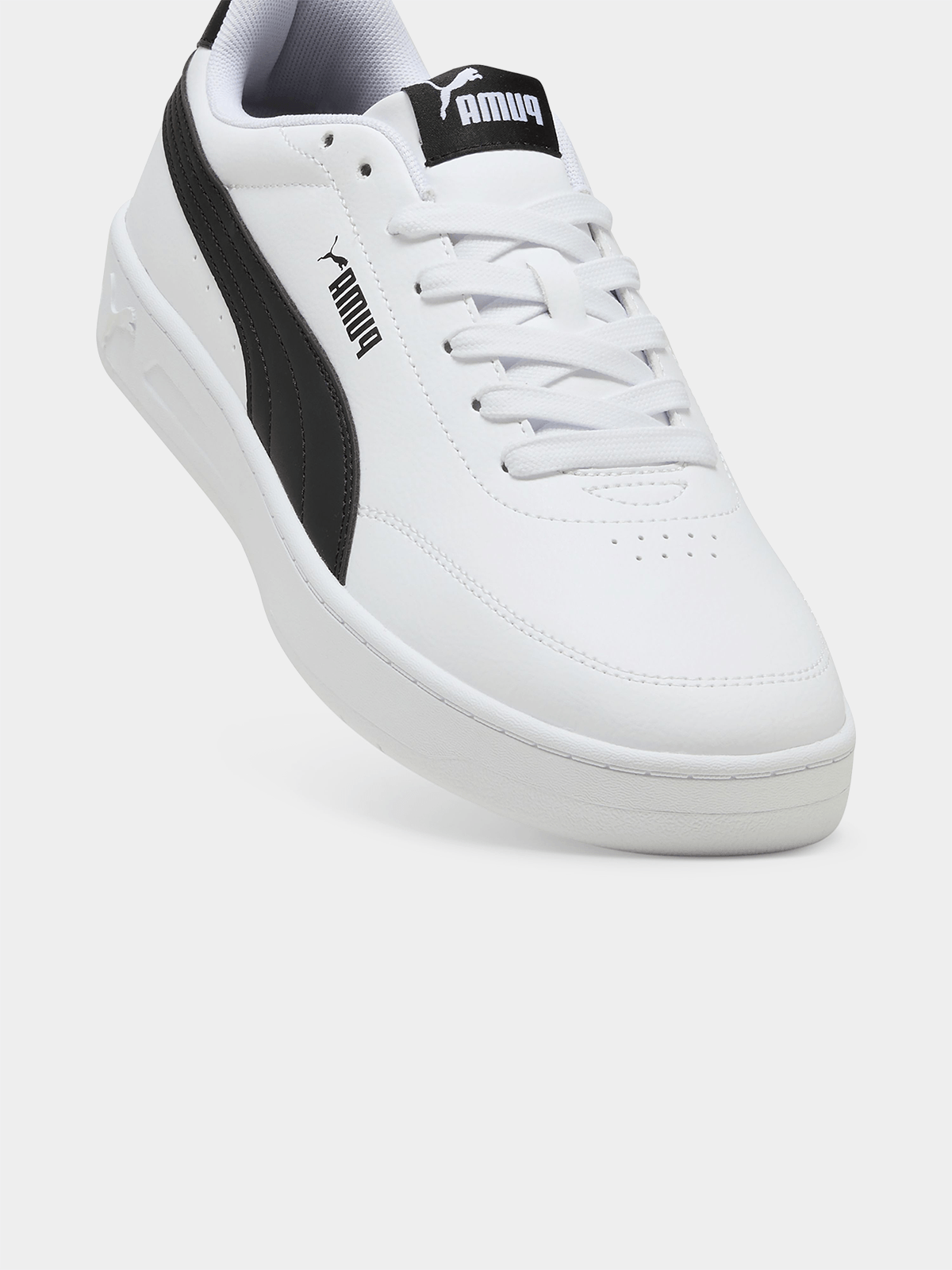 Puma Mens Court Classic Clean Shoes In White/Black