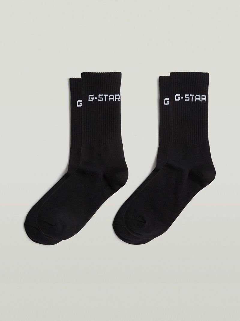 G-Star Mens 2Pack Black Sport Socks Dark