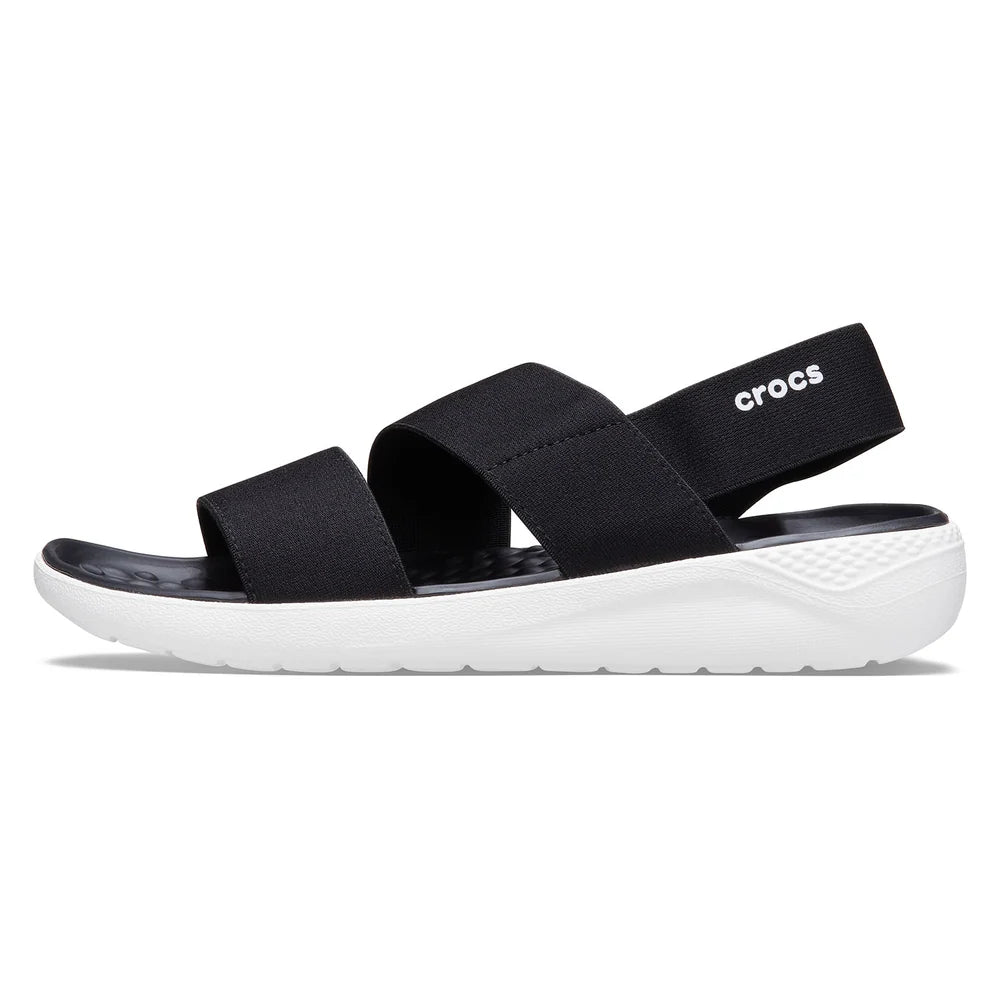 Crocs Womens Literide Stretch Sandals In Black/White