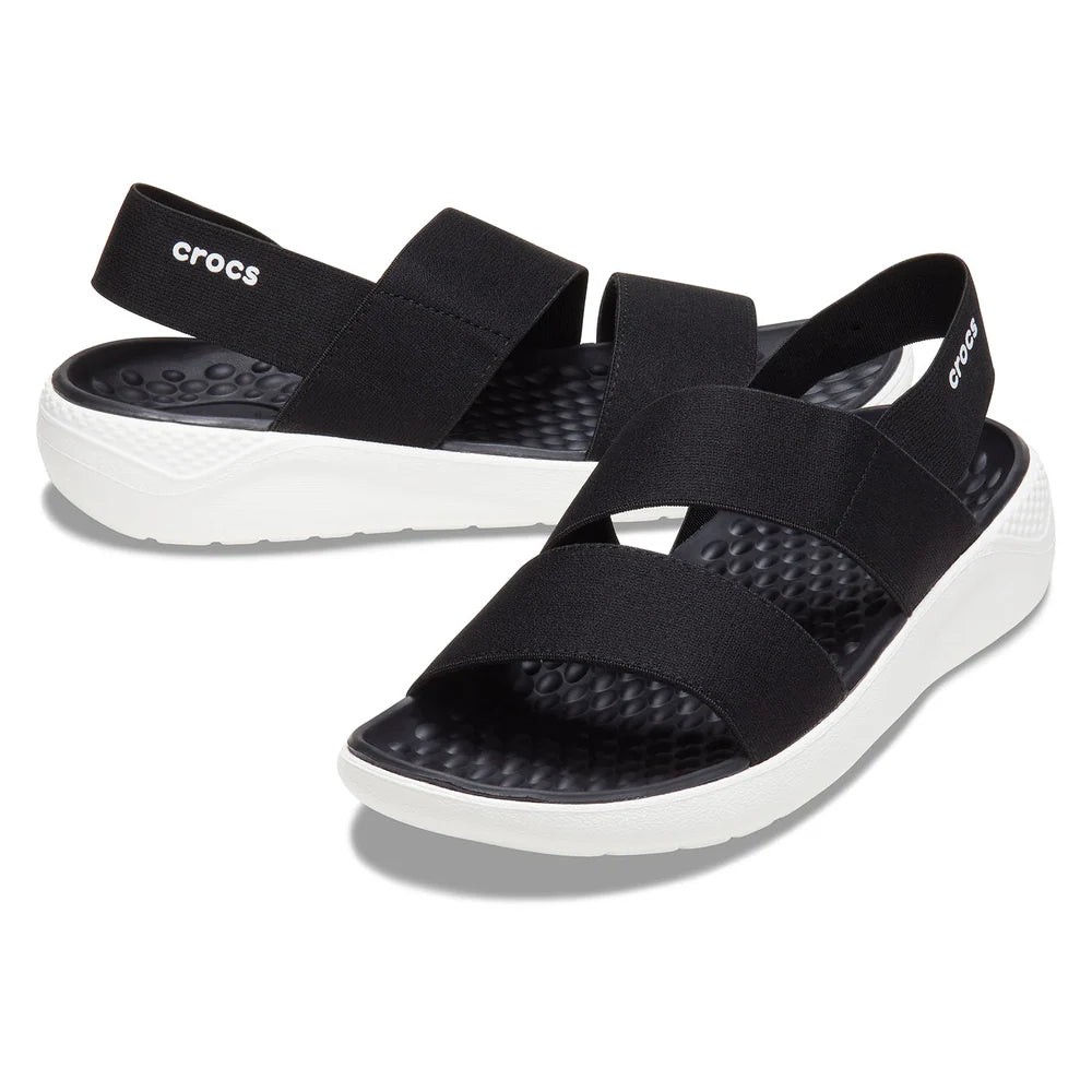Crocs Womens Literide Stretch Sandals In Black/White