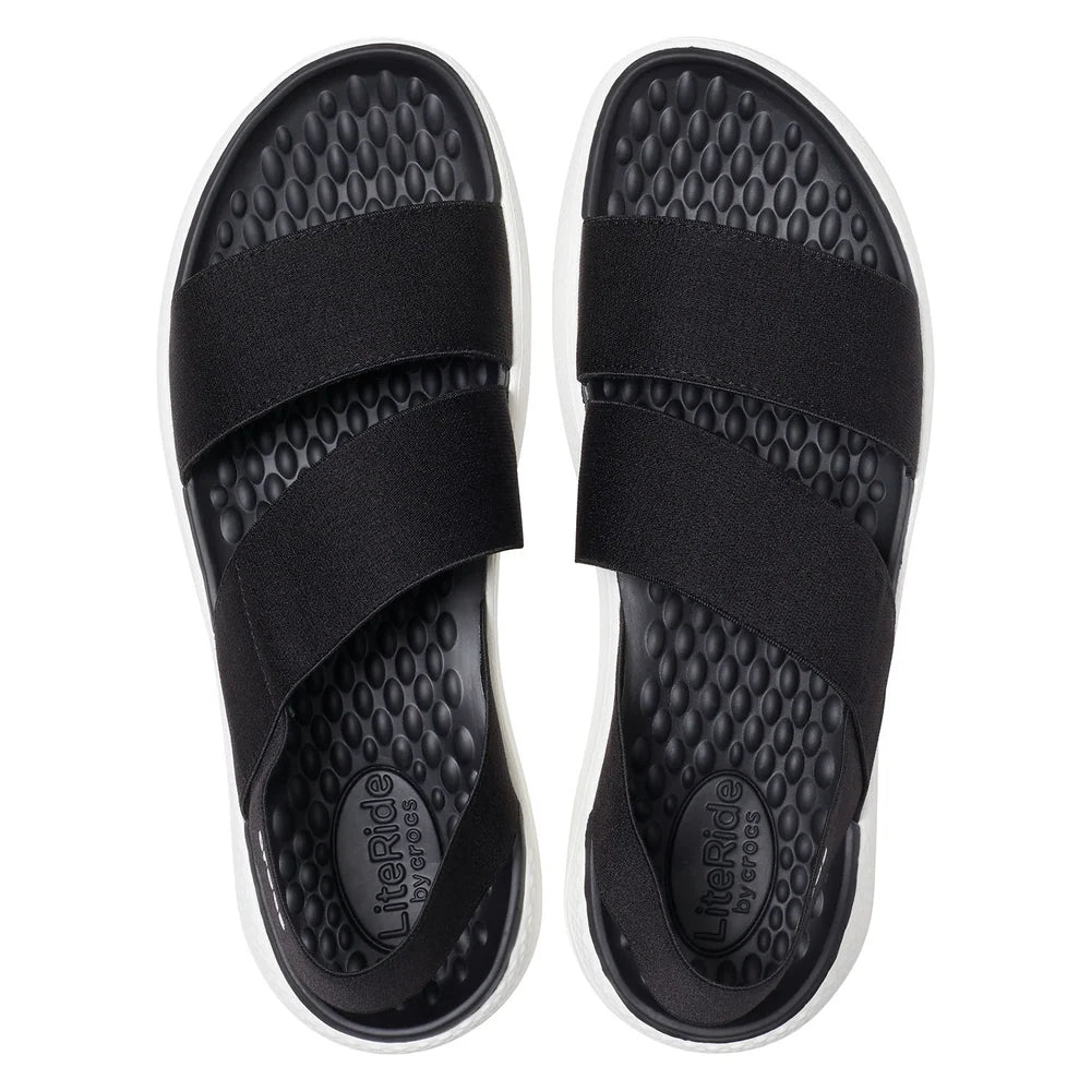Crocs Womens Literide Stretch Sandals In Black/White