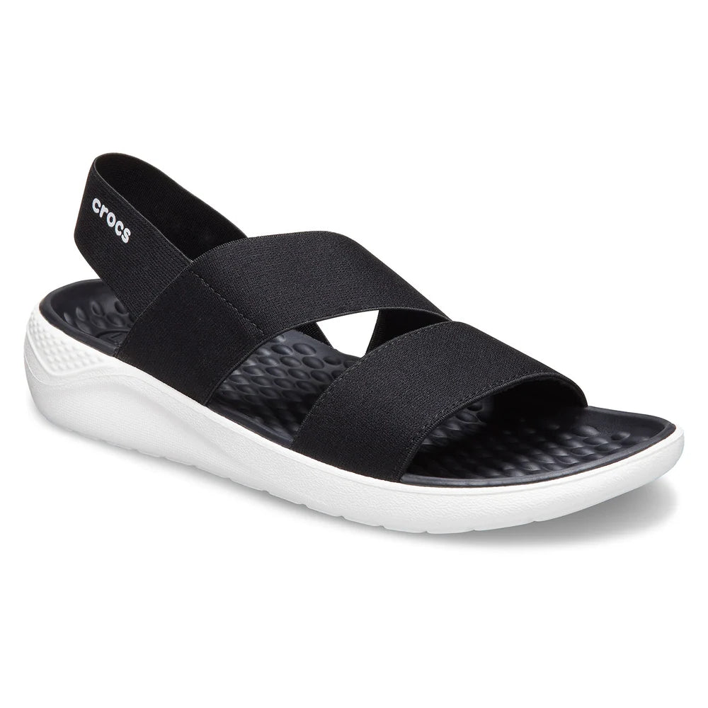 Crocs Womens Literide Stretch Sandals In Black/White