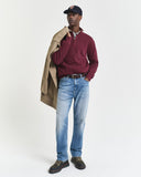 Gant Sacker Rib Half Zip Jersey In Coral