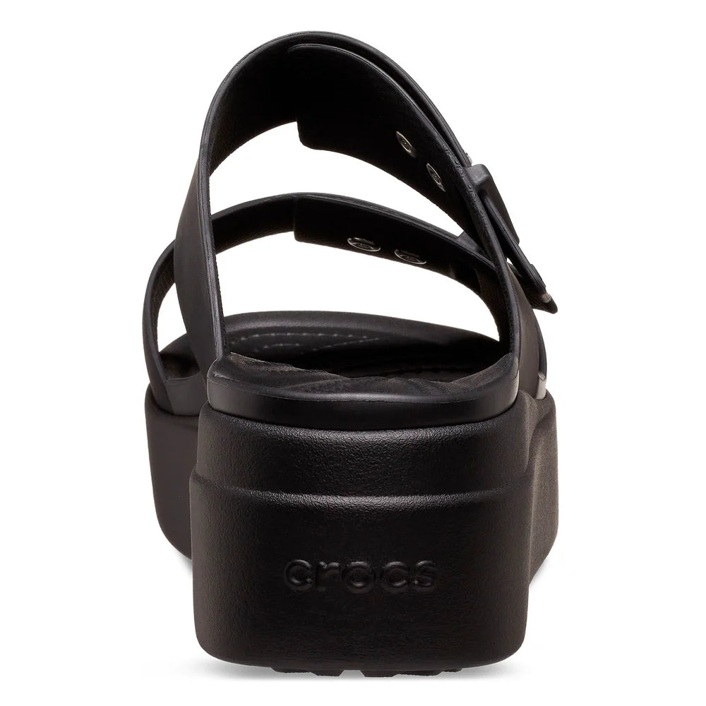 Crocs Womens Brooklyn Buckle Low Wedge Sandals In Black