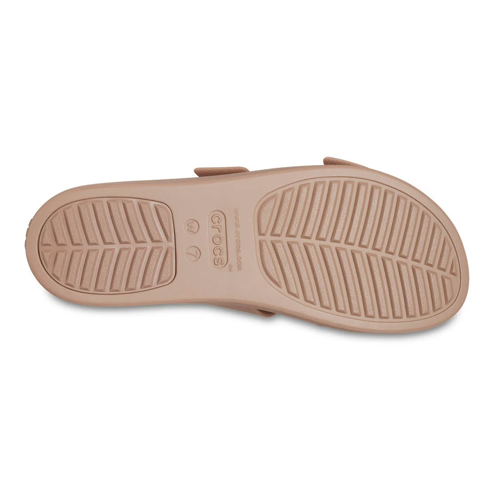 Crocs Womens Brooklyn Buckle Low Wedge Sandals In Latte