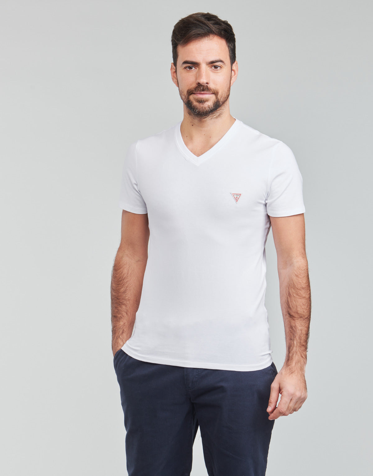Guess Mens Vn Short Sleeves Core T-Shirt In White