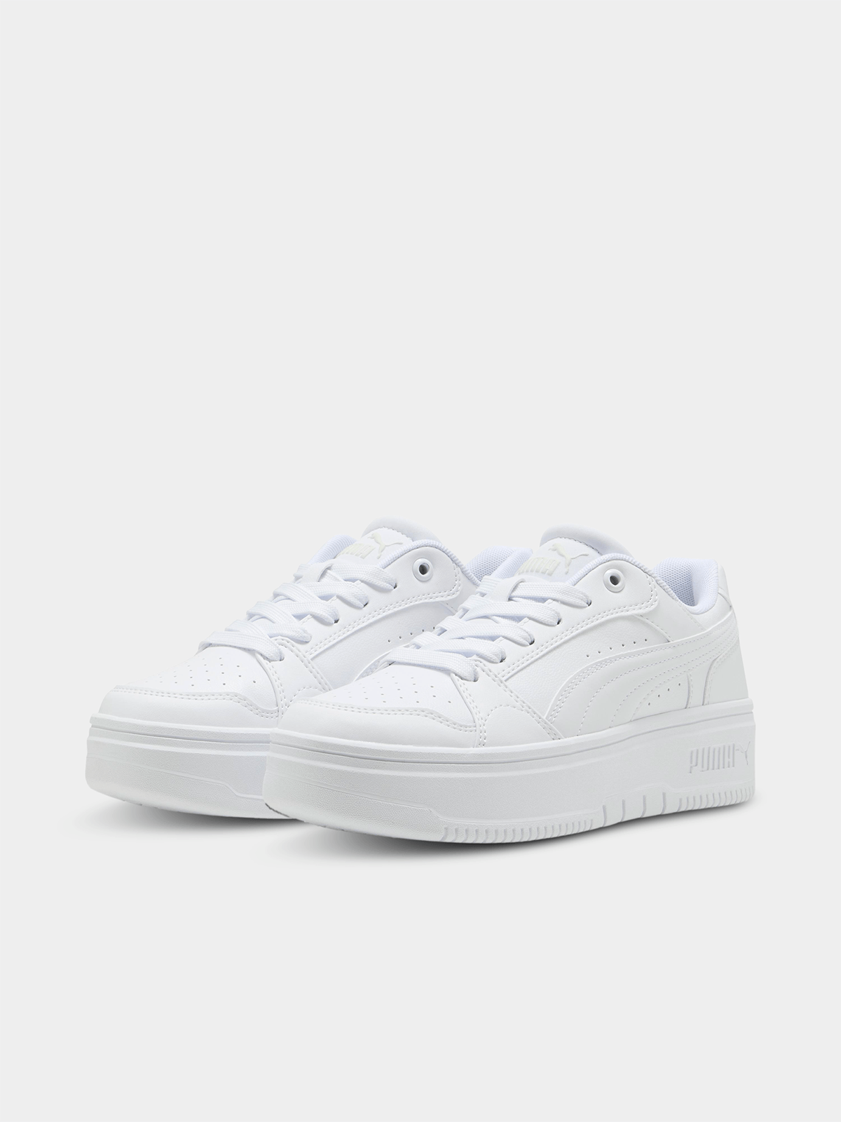 Puma Unisex Kids Rebound Femme Shoes In White & Grey