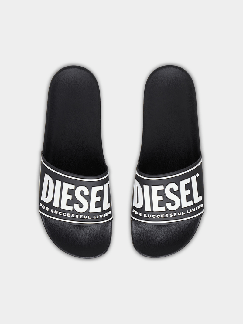 Diesel Mens Black And White Mayemi Cc Sandals
