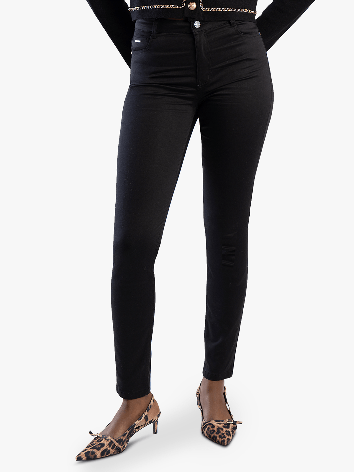 Sissy boy Womens Mid-Waist Skinny Jeans In Black