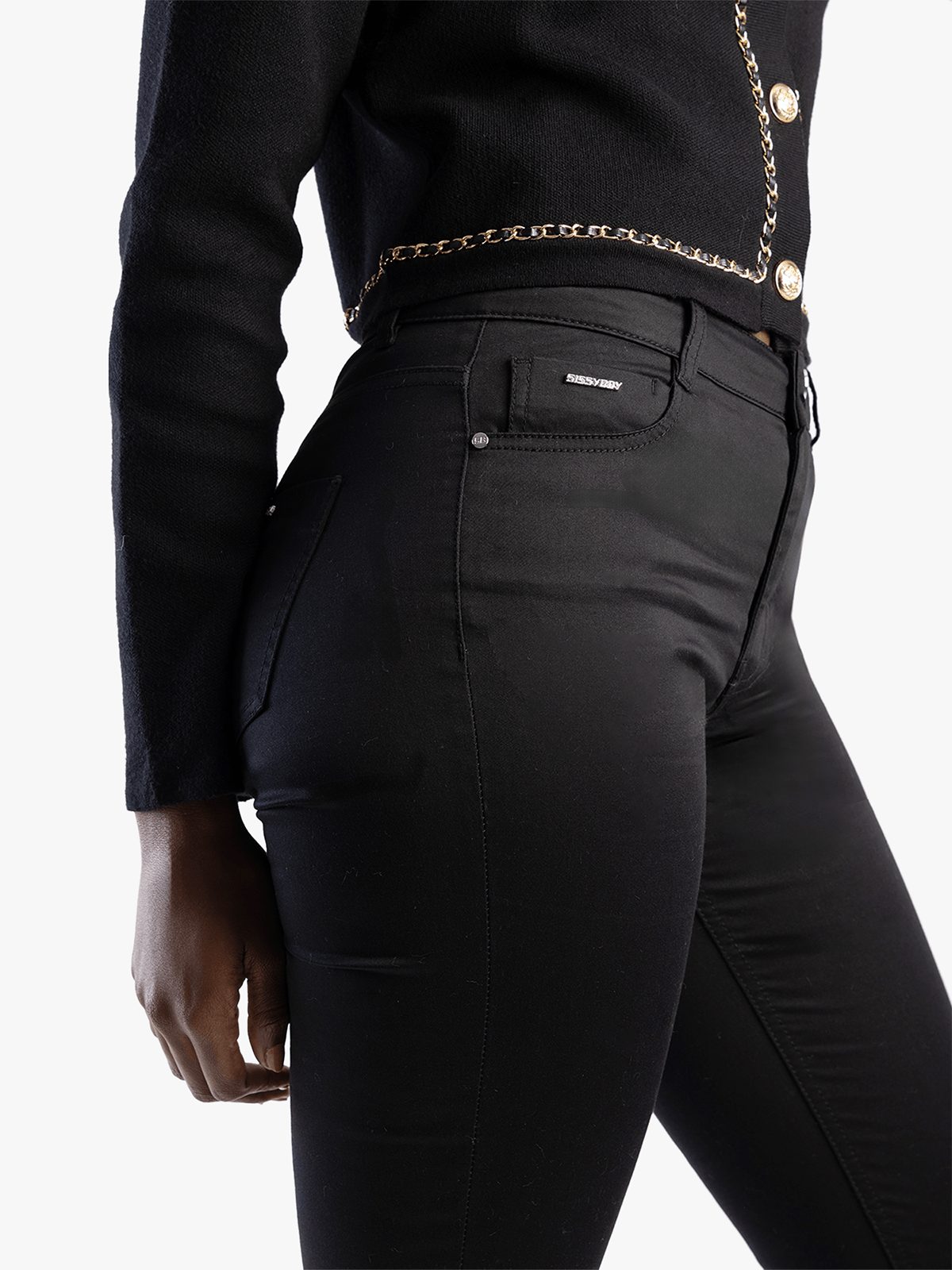 Sissy boy Womens Mid-Waist Skinny Jeans In Black