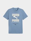 Puma  Mens Cool Blue Graphic Stacked Tee