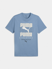 Puma  Mens Cool Blue Graphic Stacked Tee