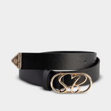 Sissy Boy Belt With SB Logo Hadwear Buckle In Black & Gold