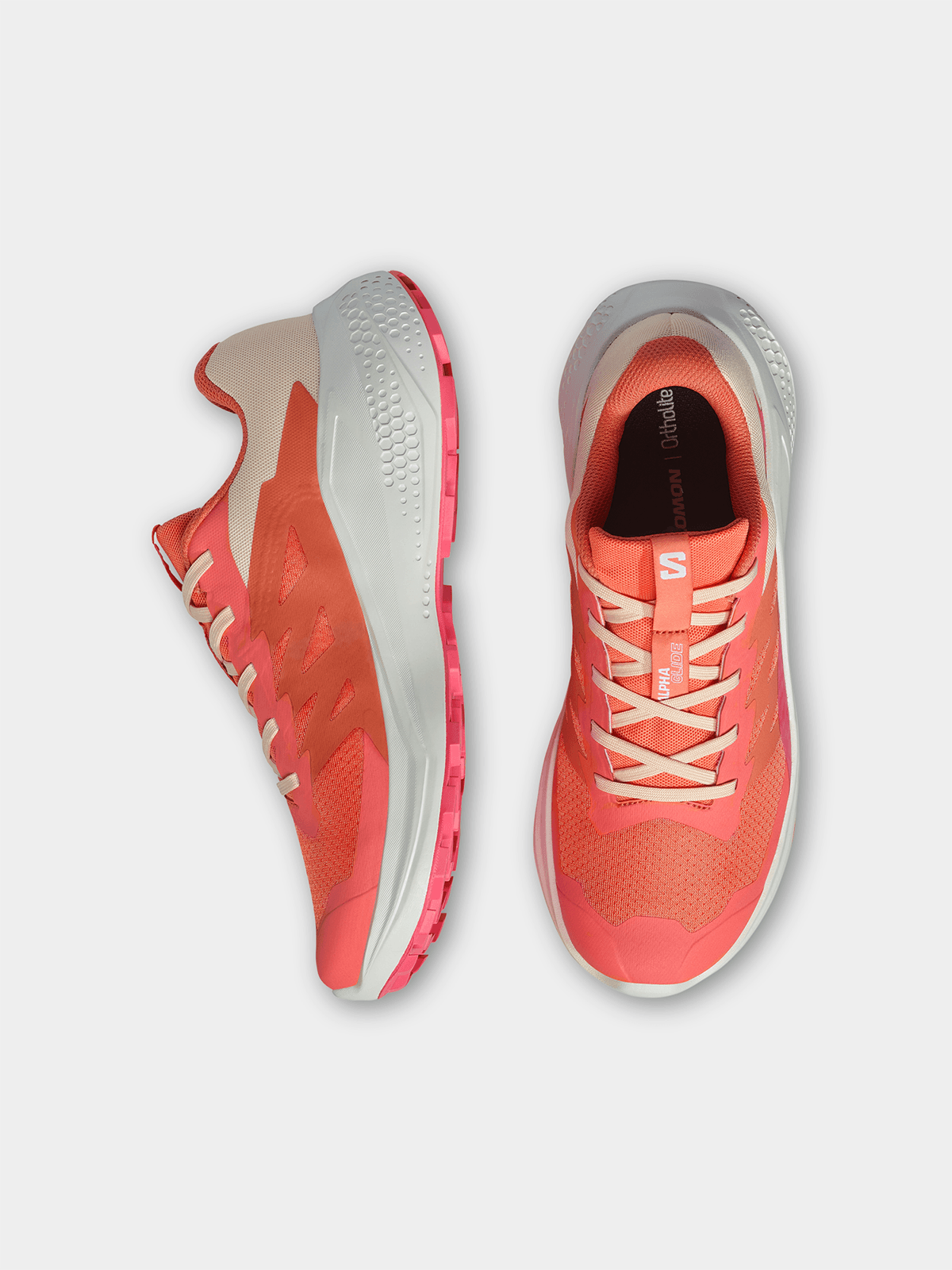 Salomon Womens Alphaglide Shoes In Emberglow/White/Rouge Red