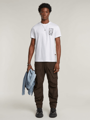 G-Star Raw Mens White Text Chest R T-Shirt