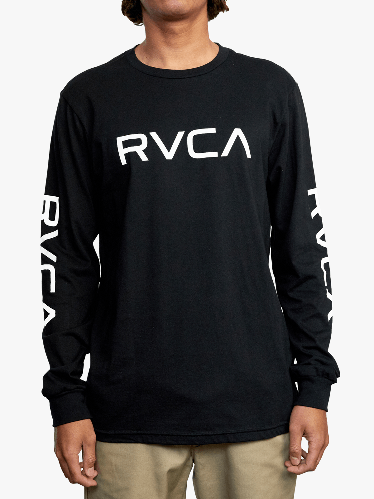 RVCA Mens Big RVCA Long Sleeve T-Shirt In Black
