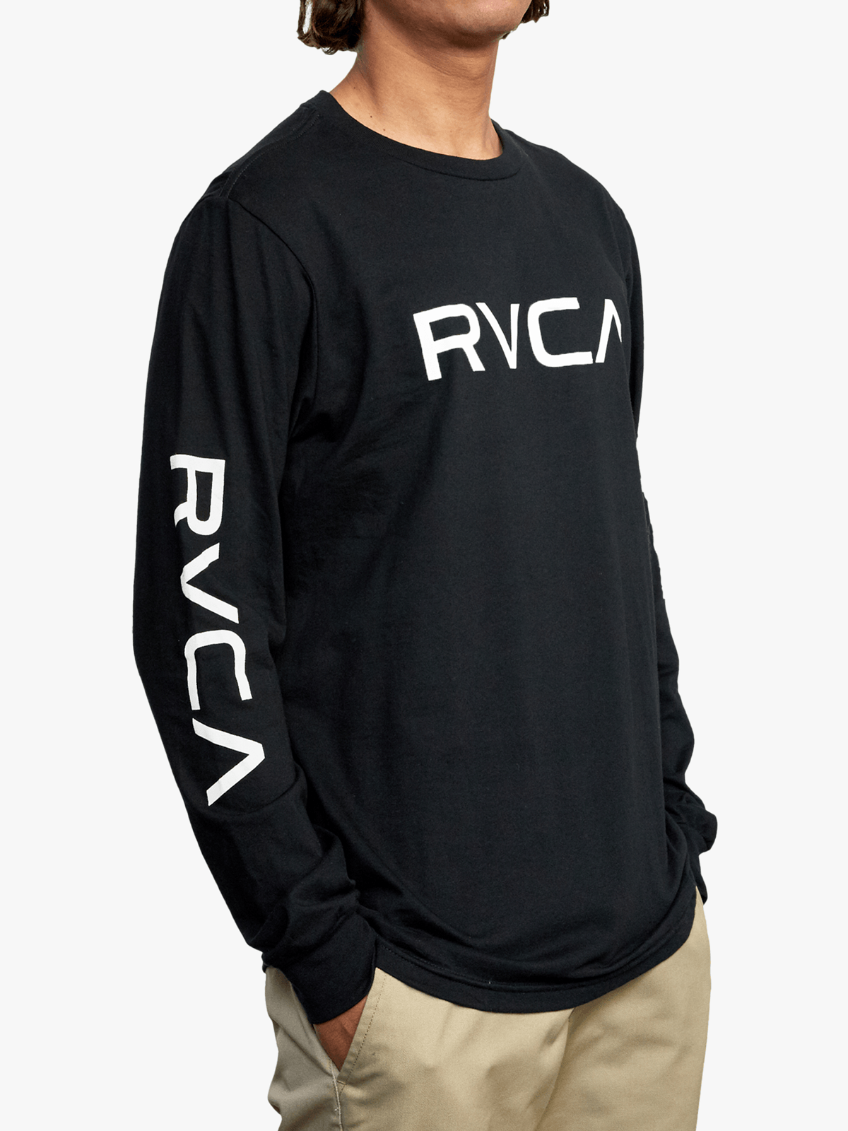 RVCA Mens Big RVCA Long Sleeve T-Shirt In Black