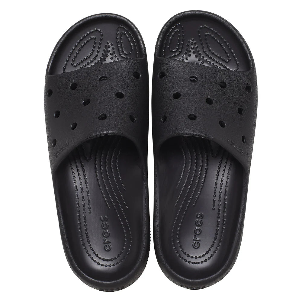 Crocs Unisex Classic V2 Slides In BLACK