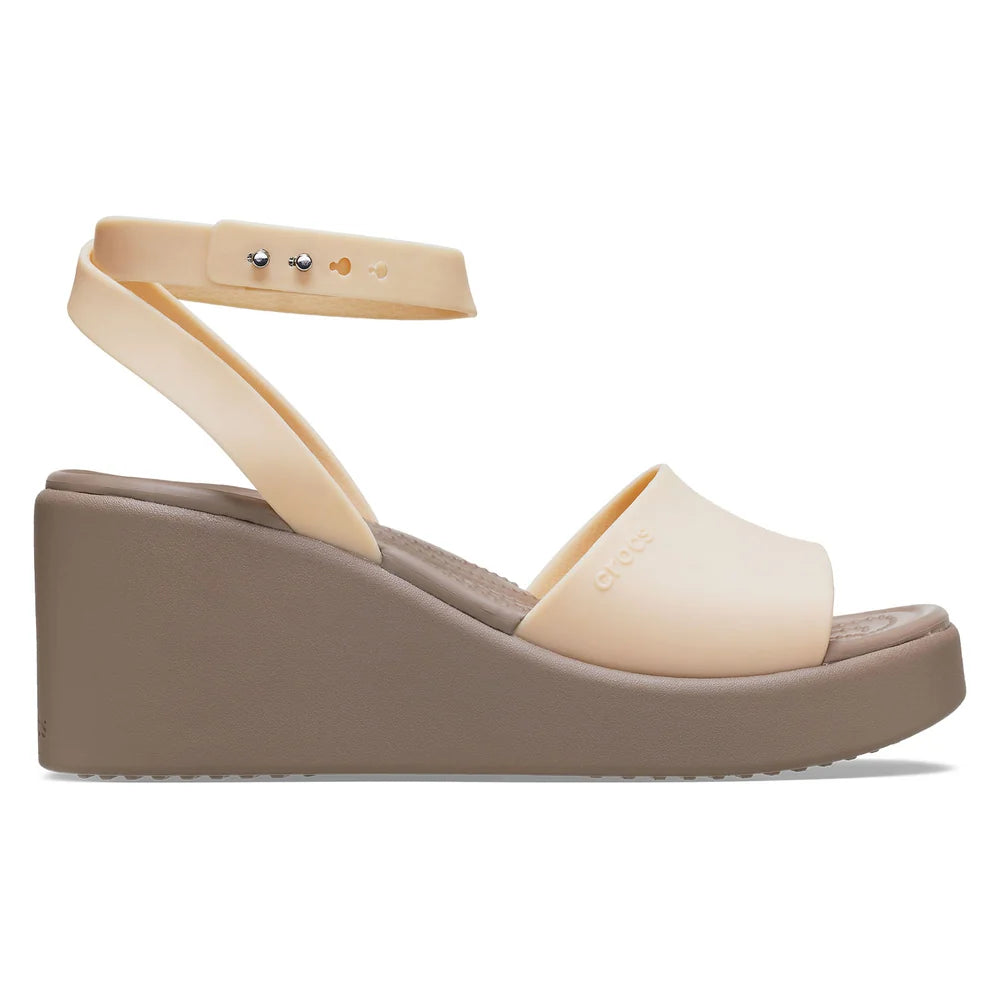 Crocs Womens Brooklyn Ankle Strap Wedge Heels In Beige