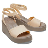 Crocs Womens Brooklyn Ankle Strap Wedge Heels In Beige