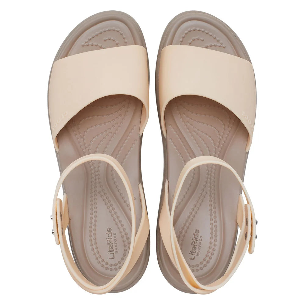 Crocs Womens Brooklyn Ankle Strap Wedge Heels In Beige