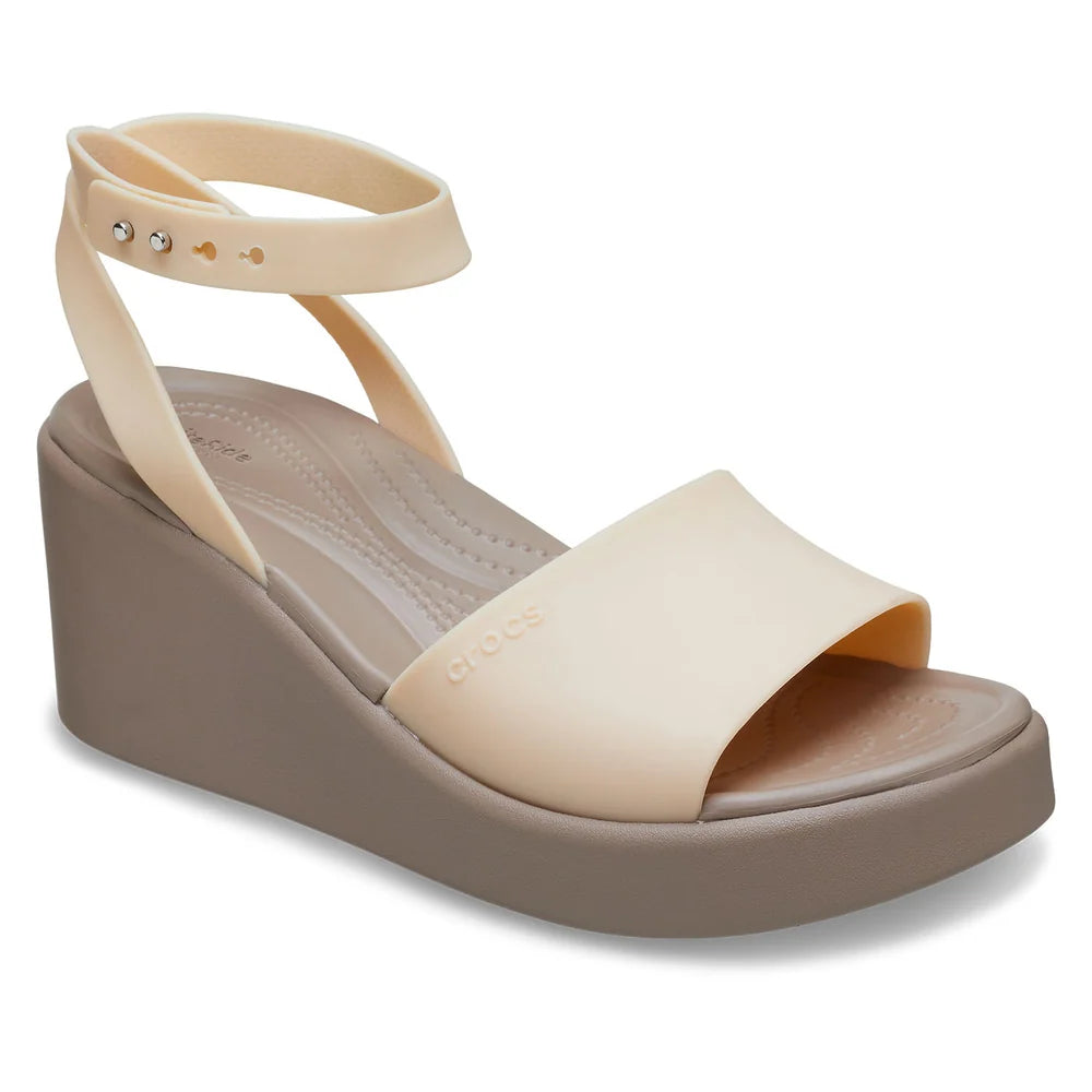 Crocs Womens Brooklyn Ankle Strap Wedge Heels In Beige