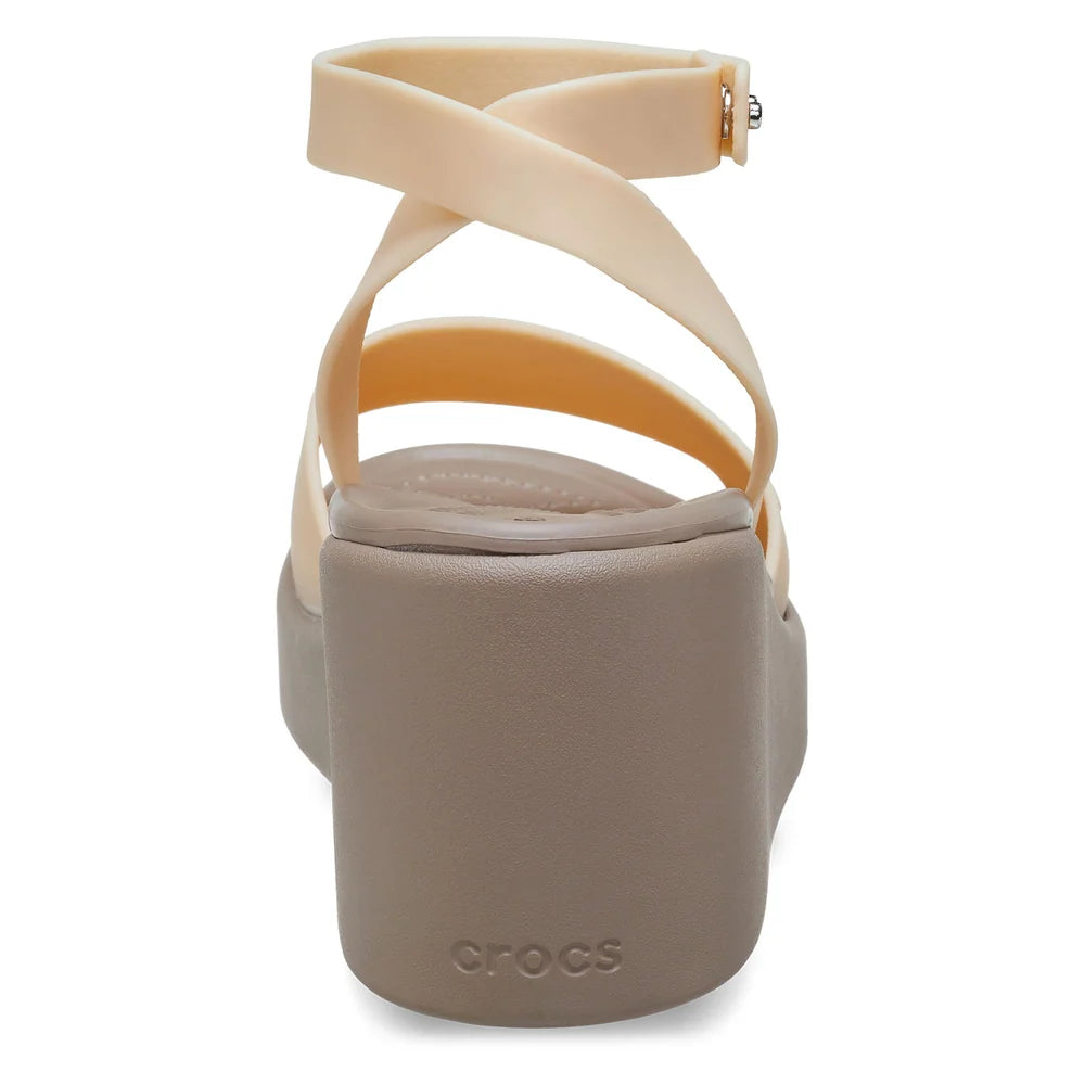 Crocs Womens Brooklyn Ankle Strap Wedge Heels In Beige