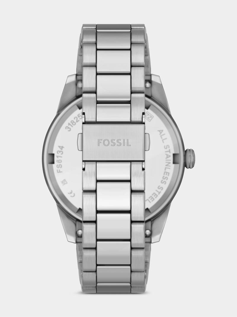 Fossil Mens Pearson Stainless Steel Watch In Silver