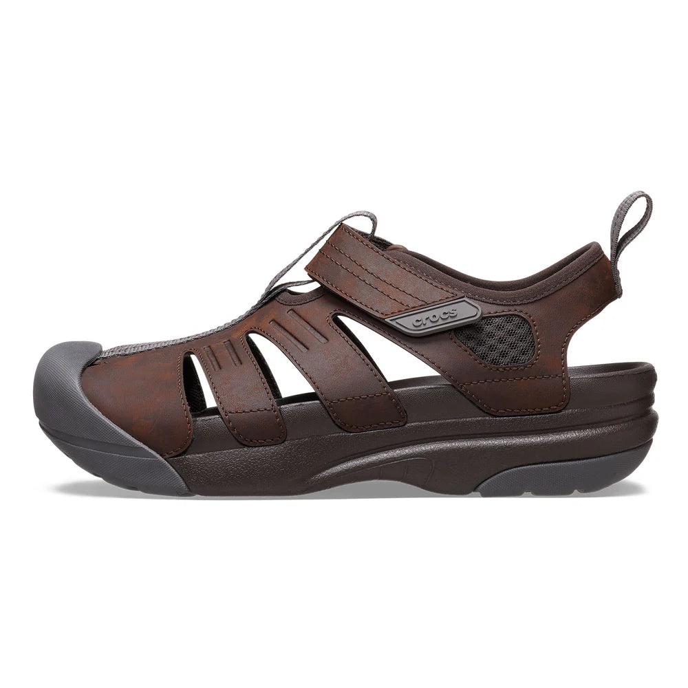 Crocs Mens Yukom Fisherman Sandals In Chocolate