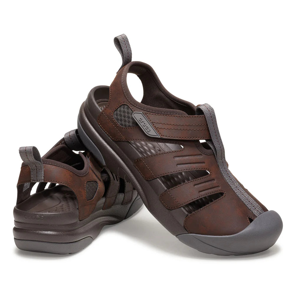 Crocs Mens Yukom Fisherman Sandals In Chocolate