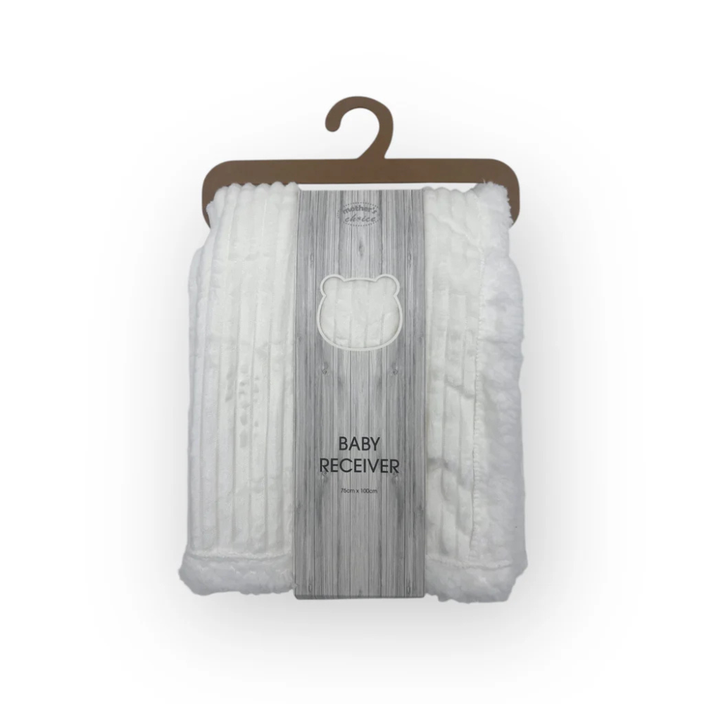 Mother's Choice Sherpa Fleece Stripe Blanket In White