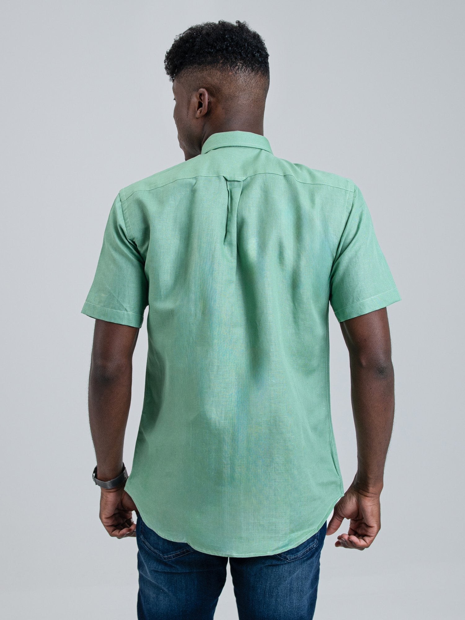 Ben Sherman Mens Short Sleeve Sage Linen Shirt