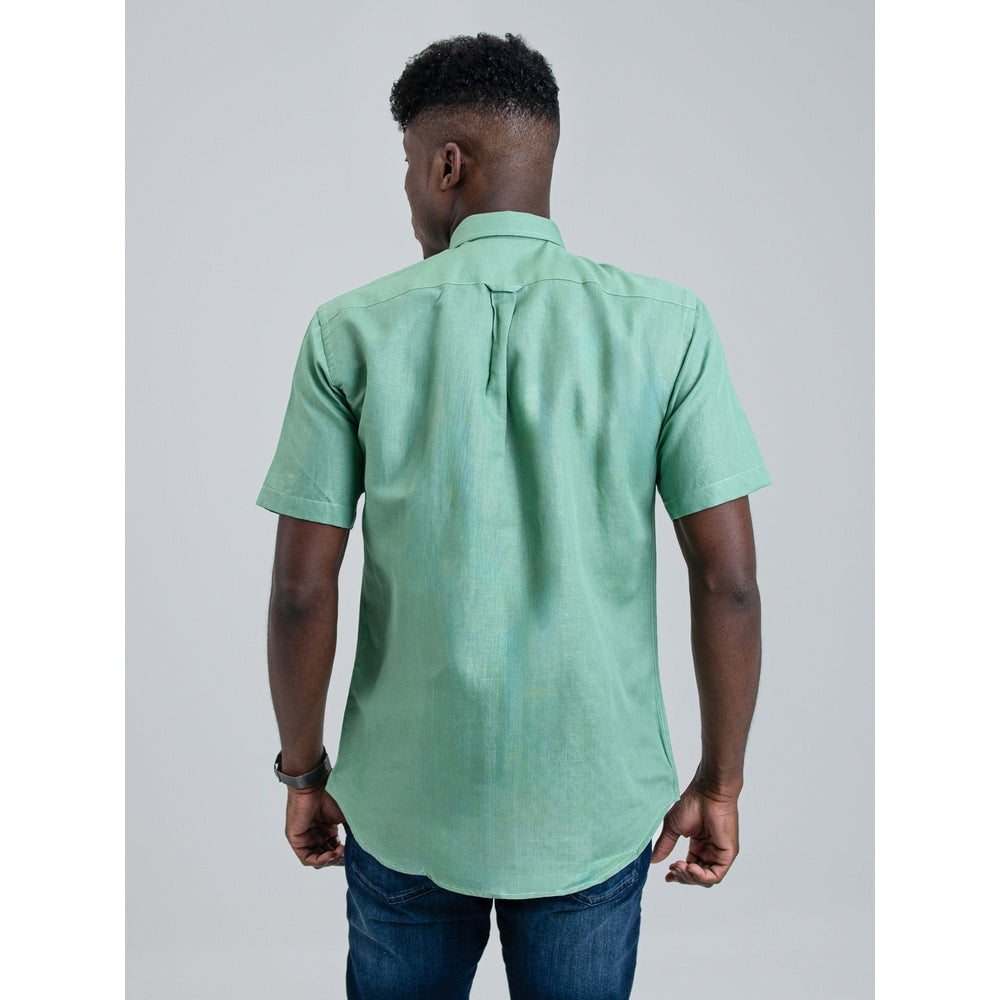 Ben Sherman Mens Linen Short Sleeve Shirt In Green