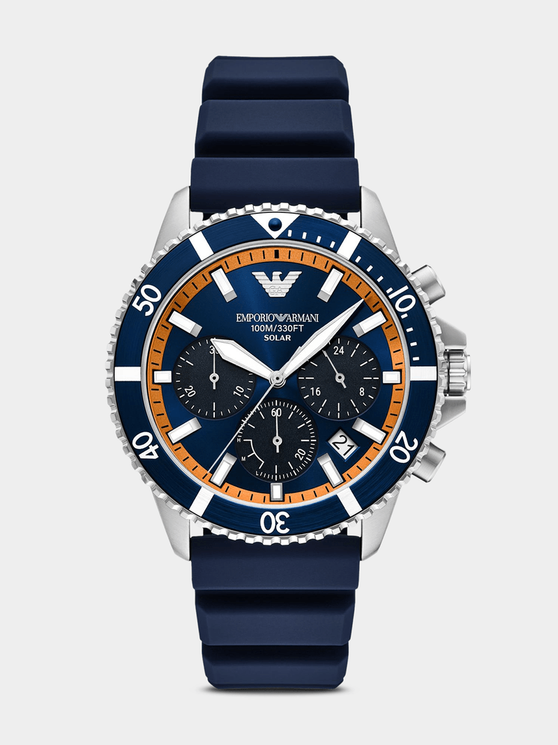 Emporio Armani Mens World Explorer Blue Silicone Watch