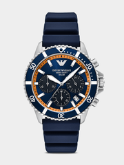 Emporio Armani Mens World Explorer Blue Silicone Watch