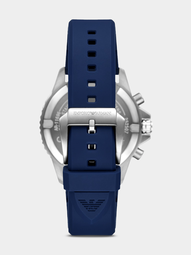 Emporio Armani Mens World Explorer Blue Silicone Watch