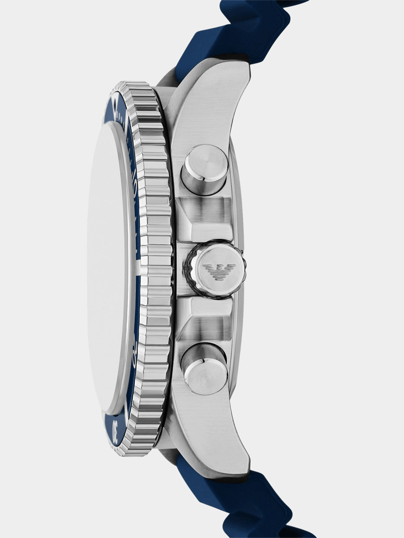 Emporio Armani Mens World Explorer Blue Silicone Watch