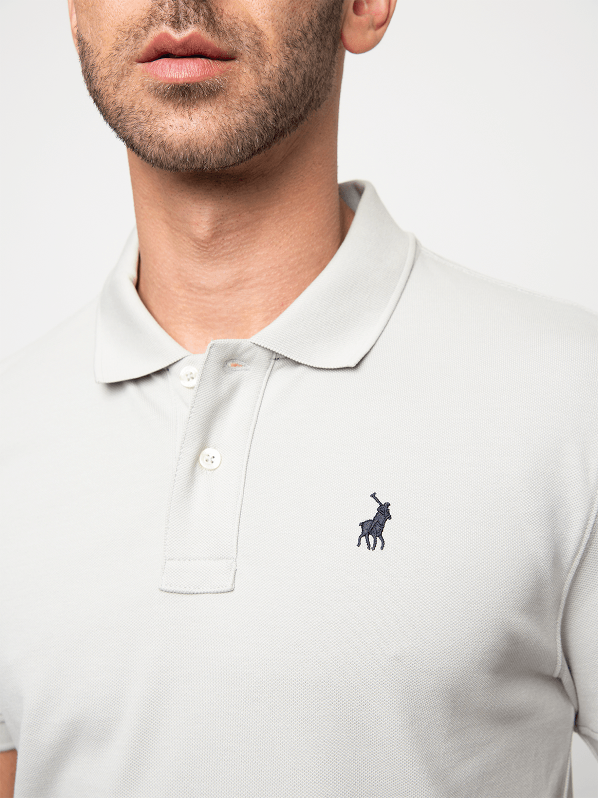 Polo Mens Essential Pique Ss Golfer Light Grey