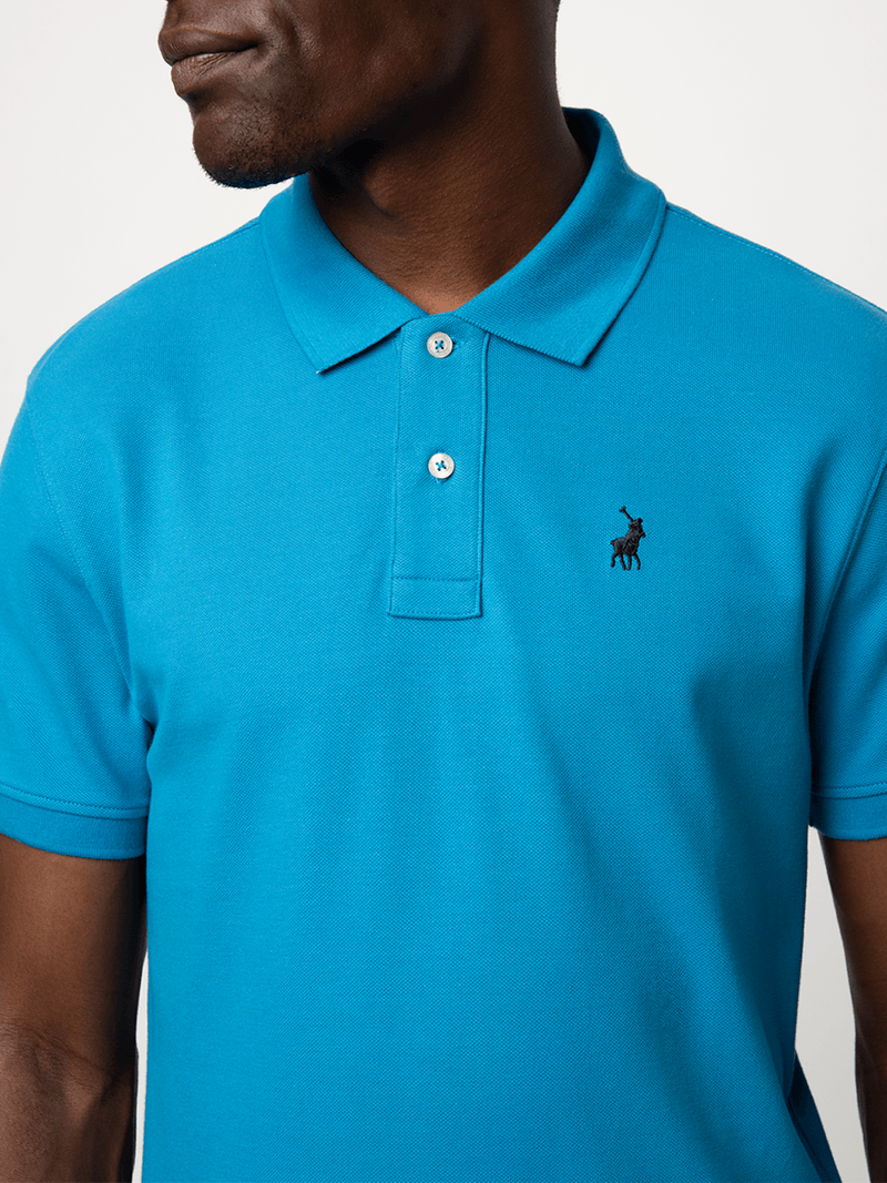 Polo Mens Blue Essential Pique Ss Golfer