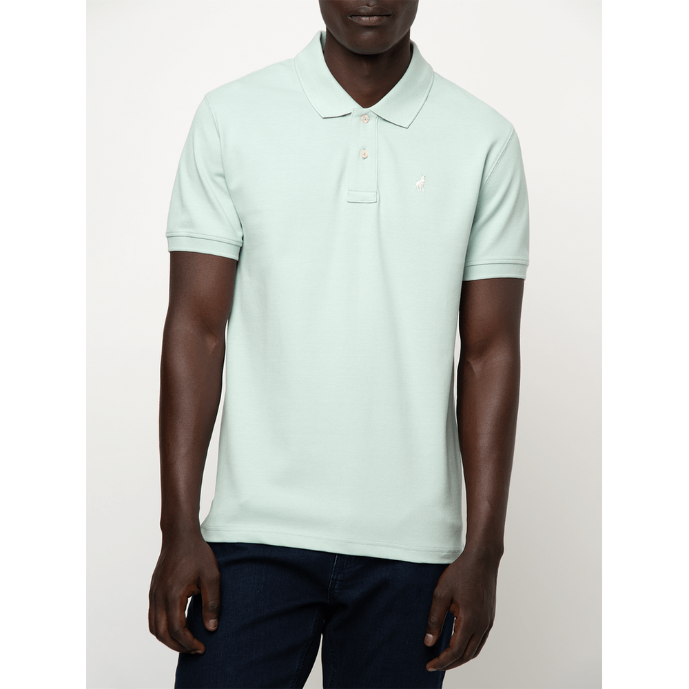 Polo Mens Short Sleeves Essential Pique Golfer In Aqua