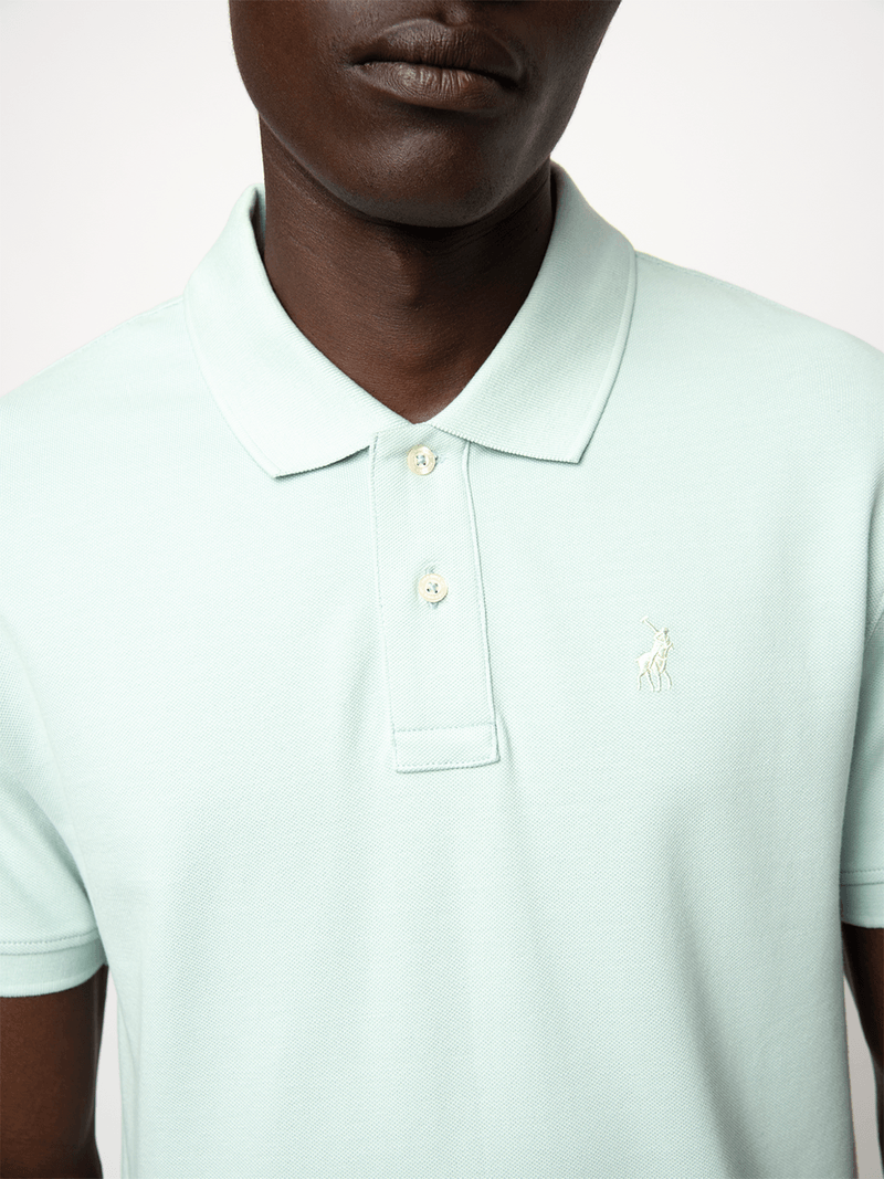 Polo Mens Essential Pique Short Sleeves Golfer In Aqua