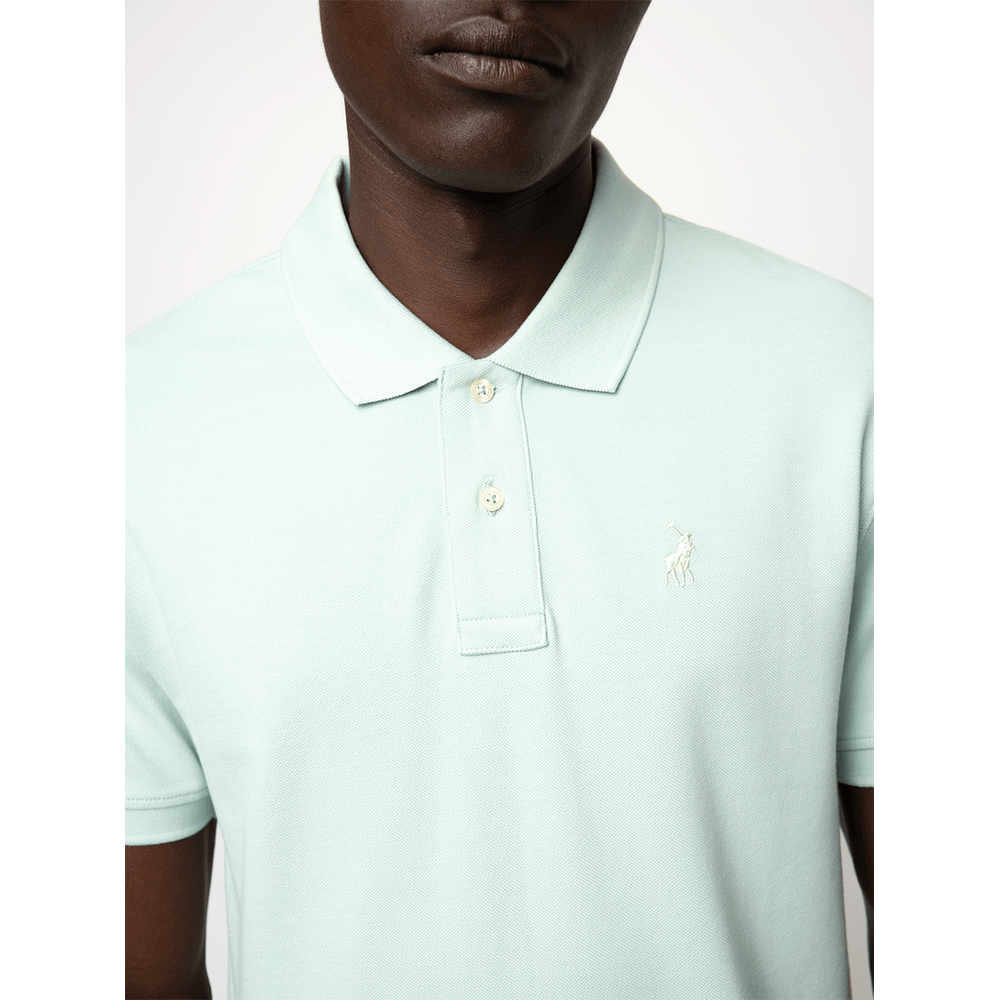 Polo Mens Short Sleeves Essential Pique Golfer In Aqua