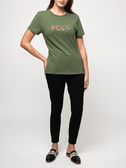 Polo Womens Olive Amelia Ss Embelished T-Shirt