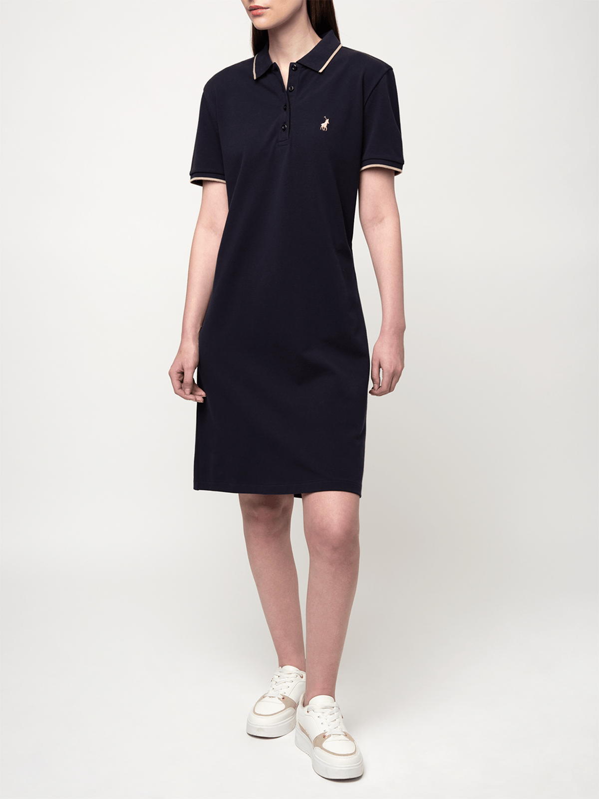 Polo Womens Leah Short Sleeves Golfer Dress In Navy