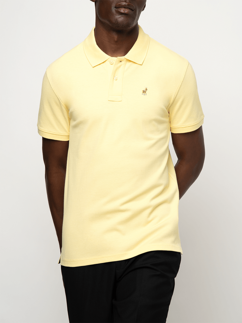 Polo Mens Light Yellow Essential Pique Ss Golfer