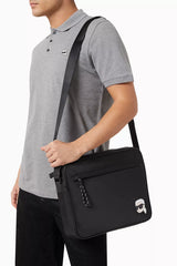 Karl Lagerfeld K-Ikonik Nylon Messenger Bag In Black