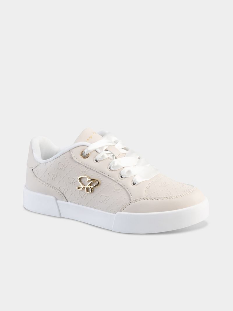 Sissy Boy Ladies Embossed Sb Sneaker In Stone