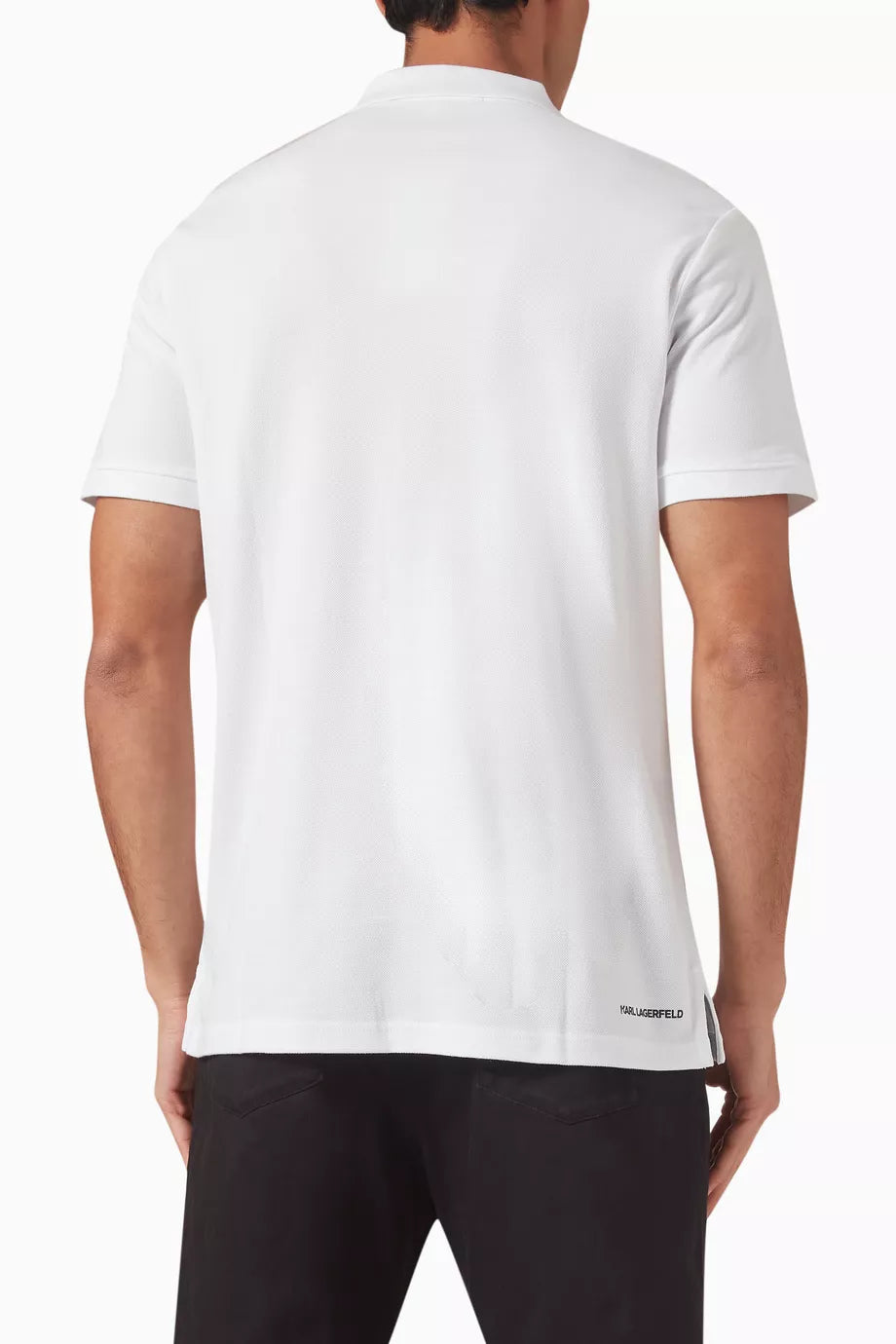 KarL Lagerfeld  Mens Ikon Embroidered Patch Golfer In White